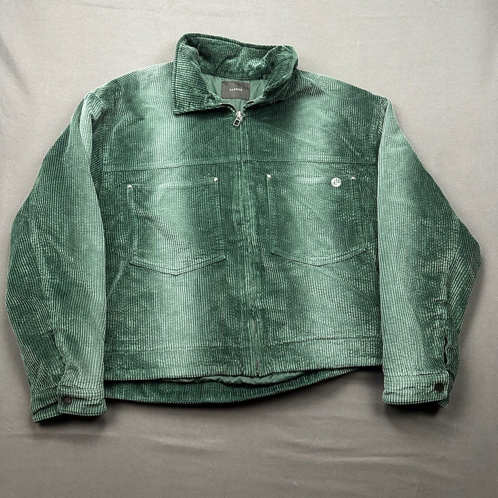 Pacsun Corduroy Billie Gas Jacket Mens Large Green Cotton Lined Chest Pockets